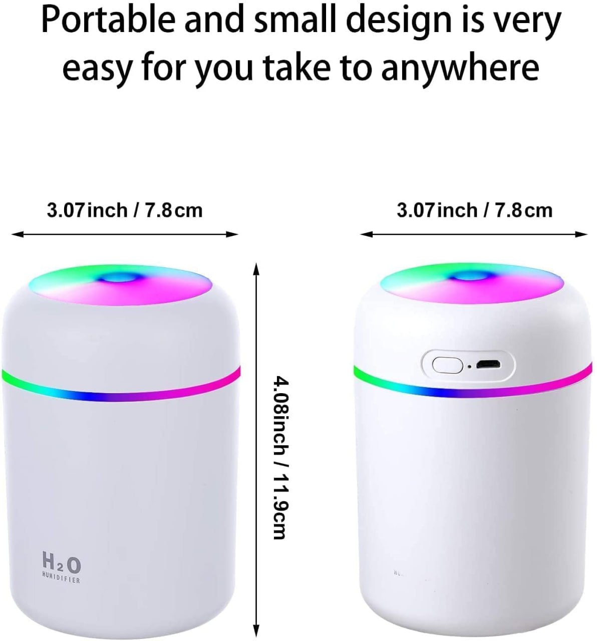 H2O Humidifier Aroma Diffuser β Compact Mist Maker with LED Mood Light