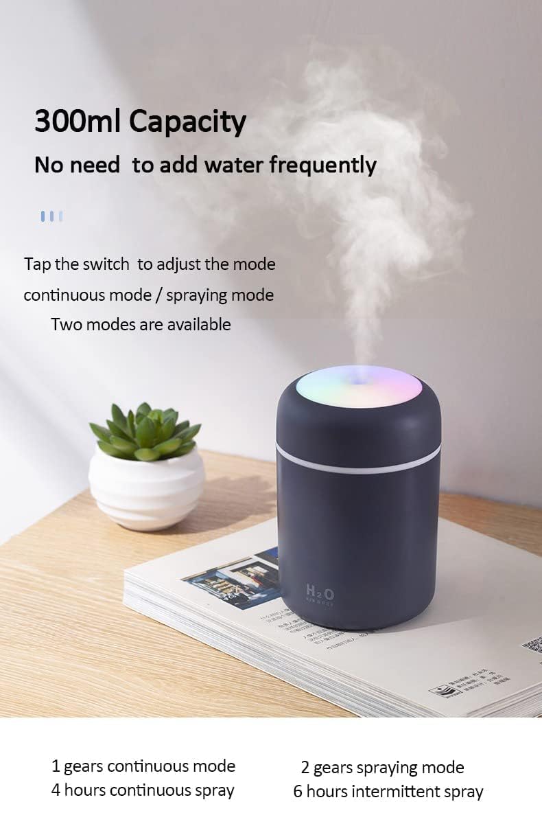 H2O Humidifier Aroma Diffuser β Compact Mist Maker with LED Mood Light