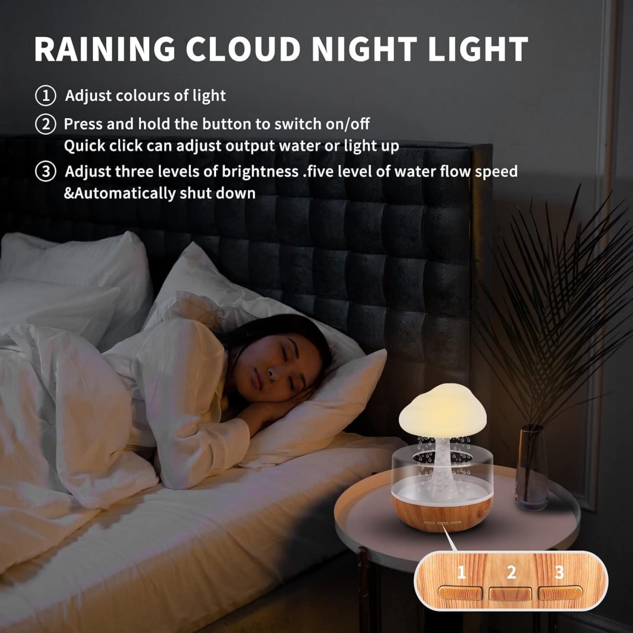 Rain Cloud Humidifier | Soothing Cloud Rain Diffuser | Mist + Mood Nightlight