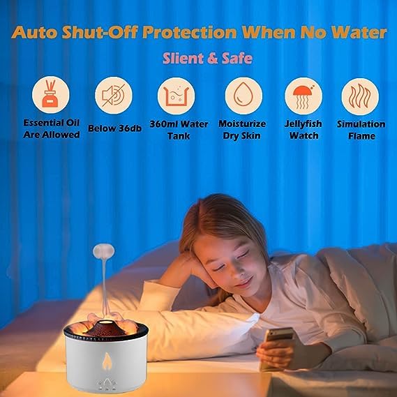 Volcano Flame Diffuser β Ultrasonic Aroma Humidifier with Remote & Timer