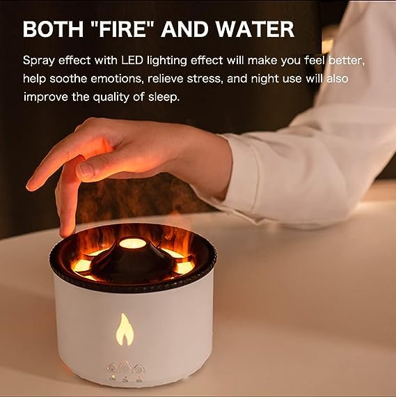 Volcano Flame Diffuser β Ultrasonic Aroma Humidifier with Remote & Timer