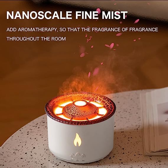 Volcano Flame Diffuser β Ultrasonic Aroma Humidifier with Remote & Timer