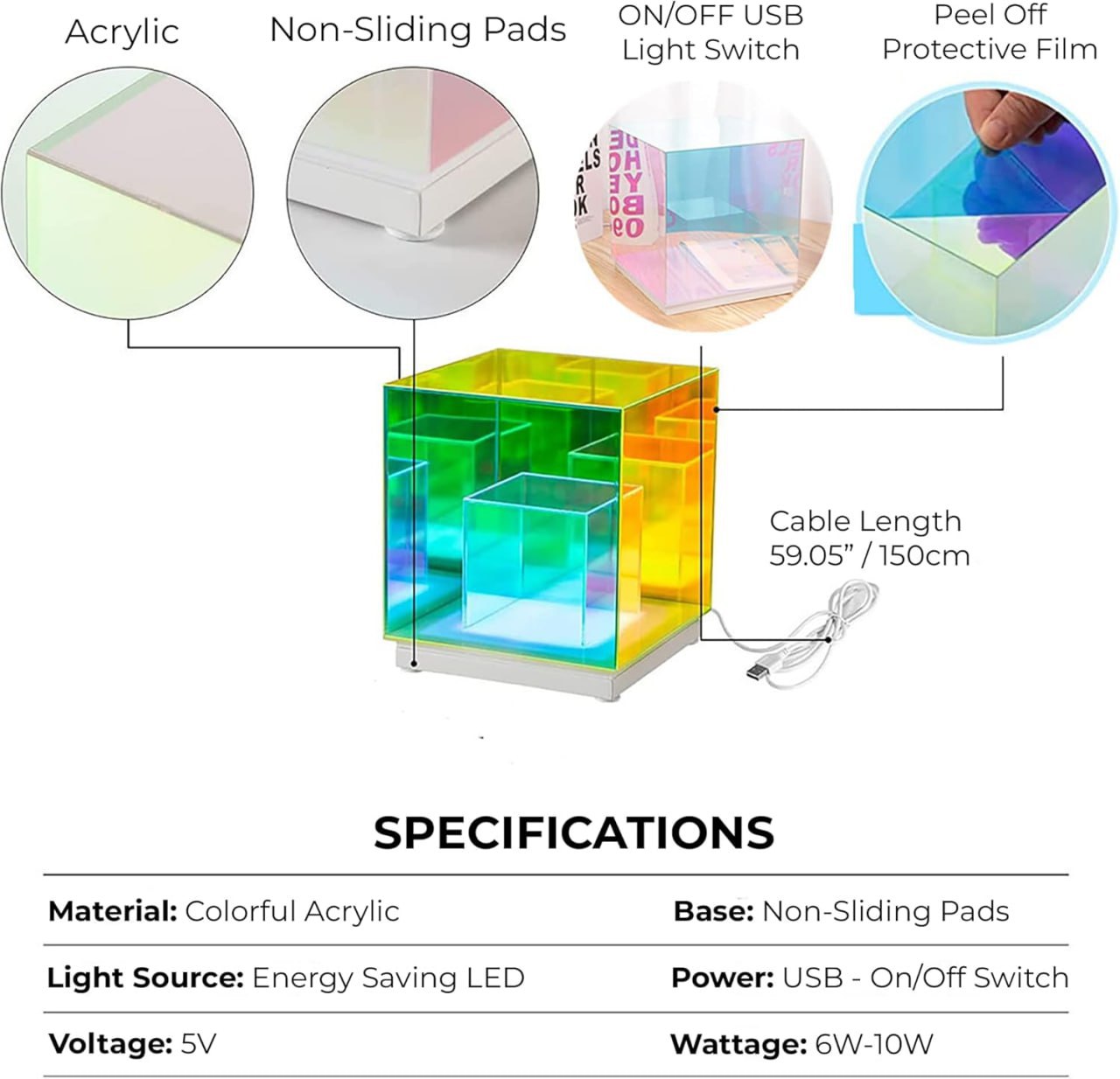 3D Infinity Cube Lamp – RGB LED Table Light with Endless Mirror Illusion