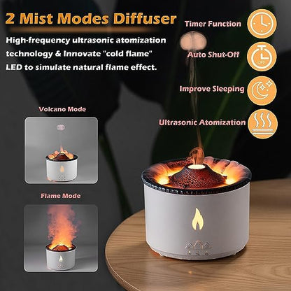 Volcano Flame Diffuser – Ultrasonic Aroma Humidifier with Remote & Timer