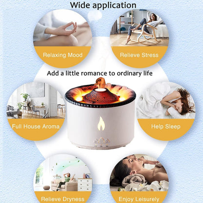 Volcano Flame Diffuser – Ultrasonic Aroma Humidifier with Remote & Timer